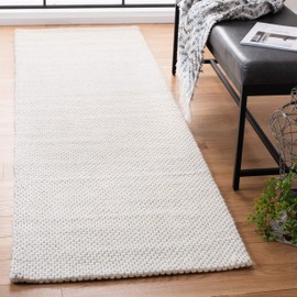Safavieh Natura Collection NAT801A Handmade Solid Wool Runner, 2'3" x 10' , Ivory