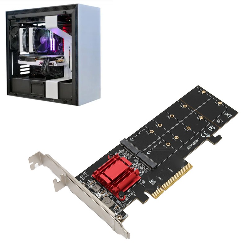 Dual M.2 PCIe NVMe Adapter with PCIe Bifurcation Function SSD