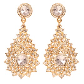 Touchstone Indian Bollywood Rhinestone/ kundan bridal designer jewelry earrings for women in gold tone