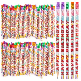 Kolewo4ever 200 Pcs Happy Birthday Pencils Colorful Printed Birthday Pencils for Students Happy Birthday Teacher Pencils Classroom with Top Erasers for Kids Birthday Party Supplies Favors (200)