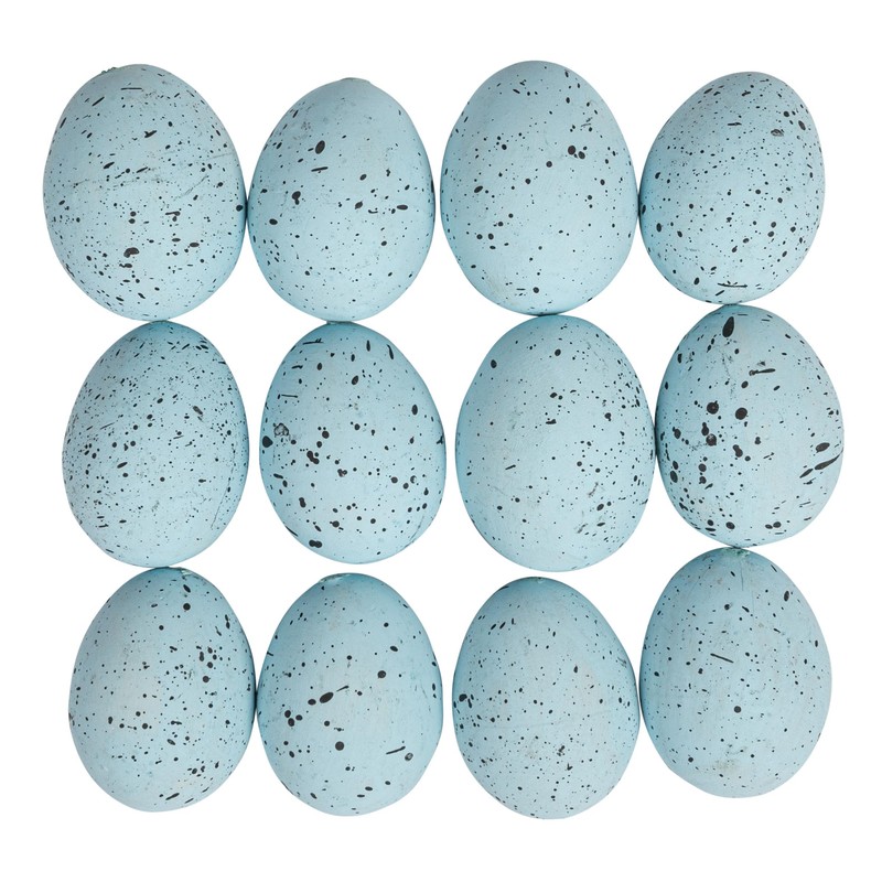 Creative Co-Op Boxed Set of 12 Blue Speckled Ceramic Robin