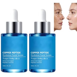 Sérum Facial Hidratante con Péptidos de Cobre, Sérum Antiedad con Péptidos, Crema Facial Iluminadora para Pieles Apagadas, Crema Facial Reafirmante y Lifting, Rellenador de Arrugas (2 pcs)
