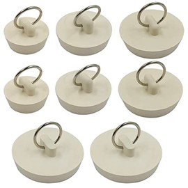 DanziX Juego de Tapones de bañera de 8 Piezas, Tapón de Goma de 4 tamaños con Anillo para Colgar para bañera, Cocina y baño (Negro)