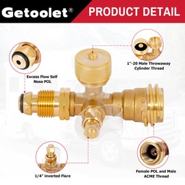 Extend a Stay RV Propane Kit,Brass Propane Tee 4 Ports and 5 Feet Supply Hose, 12 Feet Extension Hoses for Connection Between Auxiliary Propane Cylinder and Appliances, Camping, Motorhomes