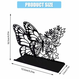 SUPERDANT Napkin Holder with Butterfly Flowers for Tables Napkin Dispenser Made of Black Iron in Butterfly Shape Openwork Design Napkin Holder Flowers Napkin Holder Decor for Kitchen