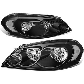 DNA Motoring HL-OH-CI06-BK-CL1 Black Housing Headlights Compatible with 06-13 Impala