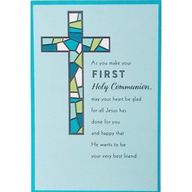 Greeting Card As You Make Your First 1st Holy Communion Congratulations Hope You'll Have A Very Special Day and Stay Close To Him Always