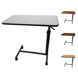 ProHeal Medical Overbed Table with Wheels and Adjustable Height - Gray Rolling Over Bed Table for Home and Hospital Use
