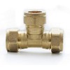 TC Compression Brass Equal Tee 15mm for Copper Pipe Connector