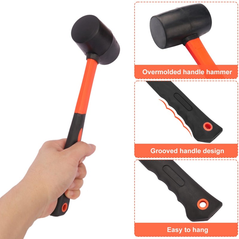 4 PCS 12 OZ Rubber Mallet, Rubber Hammer Head, Rubber