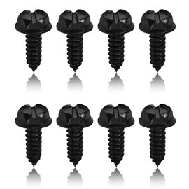 Sephile 8 PCS Car License Plate Mounting Screws, 304 Stainless Steel Slotted Design American License Plate Frame Fixing Fastening Screws, Modification Replacement Parts, for Most Cars (Black)