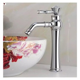 BIJKHSISN Luxury Bathroom Sink Faucet Basin Faucet All Copper Cold and Hot Water Single Hole Single Handle Bathroom Sink White Faucet(Electroplating high)