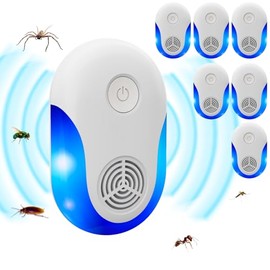 Upgraded Ultrasonic Repellent Indoor 6 Packs, Mouse Traps Insert Plug in, Insect, Roach, Rodent, Bugs, Ant, Mosquito, Mice, Spider Electronic Plug in Pest Control for House, Warehouse, Office (6)