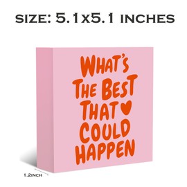 Pink Preppy Wooden Box Sign Inspirational Positive Affirmations Aesthetic Decorative signs, Wood Box Sign Preppy Stuff Classroom Bedroom Girls Room Home Decor Wall Art Christmas Birthday Gifts