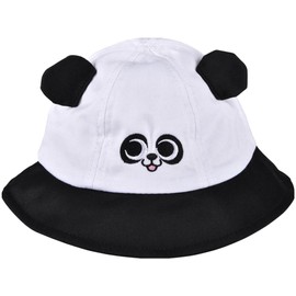 Forest & Twelfth Unisex Panda Bucket Hat for Kids Toddlers Infant Sun Hat with Zoo Animal Faces and Ears, Colorful Baby Hat, Circumference: 17.25" (Panda)