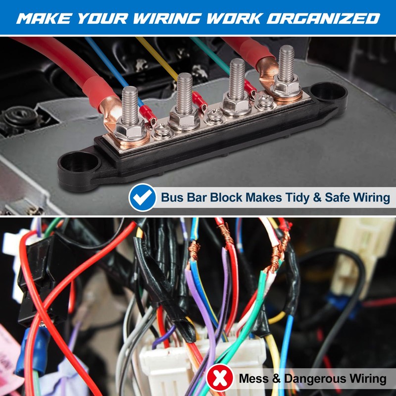 Spurtar 12V Bus Bar 12V Power Distribution Block with 4X
