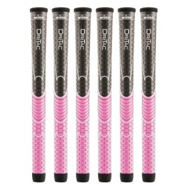 Winn Set of 6 Winn Dri-Tac Golf Grips for Women - Pink/Dark Grey 3DT-GPK