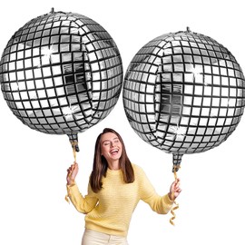 Honoson 12 Pcs 32 Inch Extra Large Disco Ball Balloons 70s Disco Party Decorations 4d Aluminum Foil Disco Decor Party Decors and Supplies for Disco Birthday Wedding Party Dance New Year Baby Shower