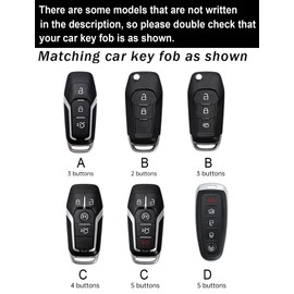 ontto 4-Button Key Fob Cover Fit for Ford F150 Fusion Mustang Edge Explorer 2013-2017,Metal and Leather Car Key Skin Fit for Lincoln MKC MKX MKZ 2013-2018 Car Accessories,Grey