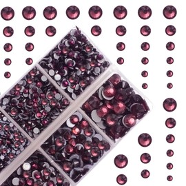 10000Pcs 2-Boxes Mixed Size Hot Fix Round Crystals Gems Glass Stones Hotfix Flat Back Rhinestones with Tweezers and Picking Pencil (Amethyst)