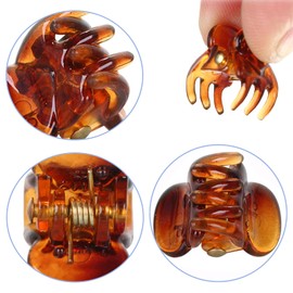 NiceYnn 36pcs Small Micro Hair Clips Women Girls Kids - Plastic Non-Slip Durable Cute Mini Claw Clips Hair Strong Hold Hair Clamps Catch Jaw Clips Pins Hair Styling Accessories with Storage Box Brown