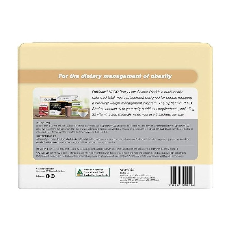 Optislim VLCD Meal Replacement Shake Vanilla 21x43g Sachets