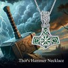 Malachite Thor Hammer Necklace for Men Sterling Silver Abalone Shell