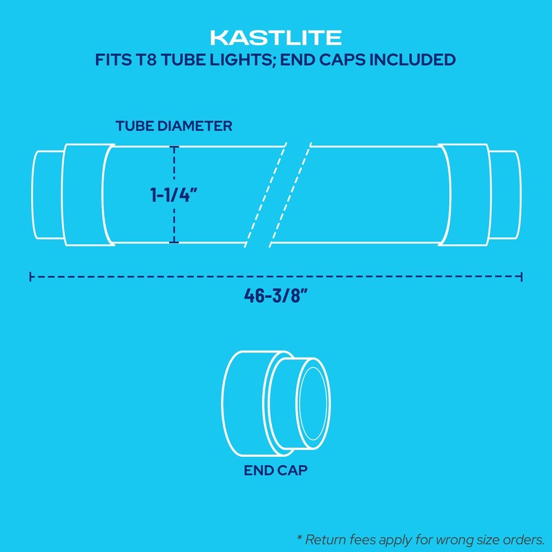 KASTLITE T8 LED/Fluorescent Light Tube Guard with End Caps -