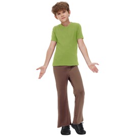 Remimi - Ropa de Halloween para niños, color verde, con cintura elástica, pantalones marrones, de 9 a 10 años
