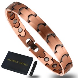 Heavenly Metals Women's Pure Copper Bracelet – Puzzle Fit Style – Solid Copper Magnetic Jewelry – Adjustable Fit, Gift Box & Sizing Tool – USA Brand