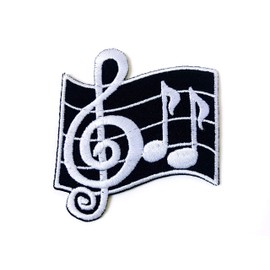 Musical Notes G Clef Eighth Music Scale Classical Embroidered Sew on Iron on Patch for Backpacks Jeans Clothing.