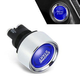 Zeathery Car Ignition Push Button Switch, 50A 12V with LED Lights Metal Waterproof Keyless Push Button Start Switch, Tuning Repair Parts, Universal Fits for Most Cars (Blue)