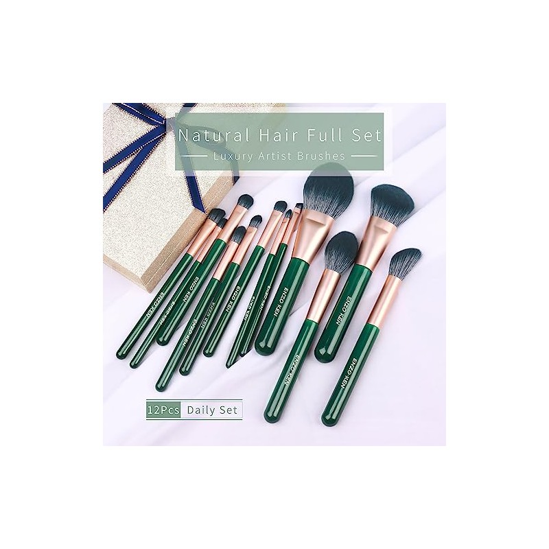 ENZO KEN Juego de Brochas de Maquillaje de Fibra Natural