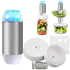 Automatic Mason Jar Sealer Kit – Vacuum Seal in 10S, Auto Stop, Compact Handheld Vacuum Sealing Machine for Canning Jars, Wide & Regular Mouth, 2 Sous Vide Bags. VP04-masonsets