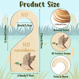 R HORSE 3D Wooden Baby Closet Dividers - 8Pcs Mallard Duck Baby Closet Organizer, Double-Sided Newborn Clothes Size Hanger Dividers Nursery Decor Birthday Gift for Boys Girls, 0-24 Months