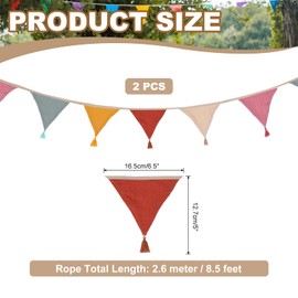 PATIKIL Pennant Banner Flags with Tassel 2 Pcs, 10Pcs Double-Side Fabric Cotton Triangle Flags 8.5Ft Bunting Pennant Garland for Birthday Party Wedding Room Decor, Multicolored Series