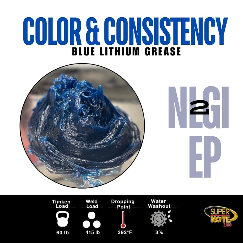 Lithium Grease Superkote 2000 / Cartridge/NLGI 2 / Multipurpose/Lubricant/EP/High Temp/Industry/Construction/Automotive/Blue