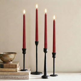 Burgundy Flameless Taper Candles with Remote, LED Candlesticks Set of 12