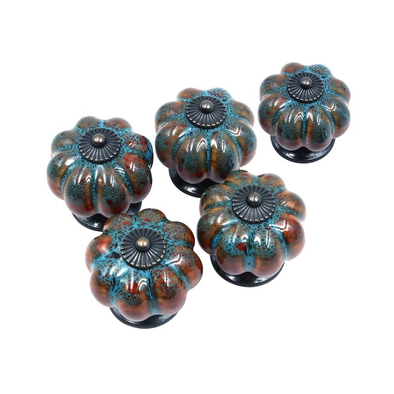 Shiwaki 5 x Knobs, Cupboard Drawer Handles, Cupboard Handles, Ceramic