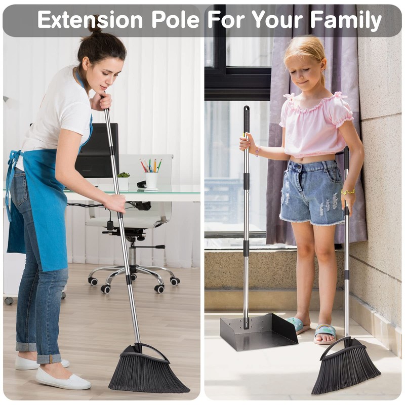 Yangbaga Long Handled Dust Pan and Broom Set for Home,Heavy