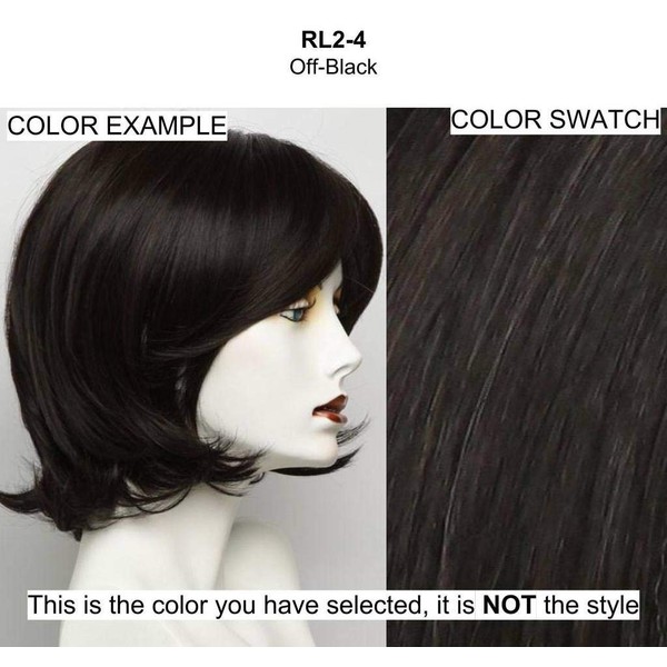Fascination Wig Color RL2/4 OFF BLACK - Raquel Welch Wigs Heat Friendly Synthetic Women's Short Flirty Razored Cut Memory Cap II Base Bundle with MaxWigs Hairloss Booklet