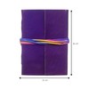 Handmade 3-String Purple Leather Journal | Plain Recycled Paper |
