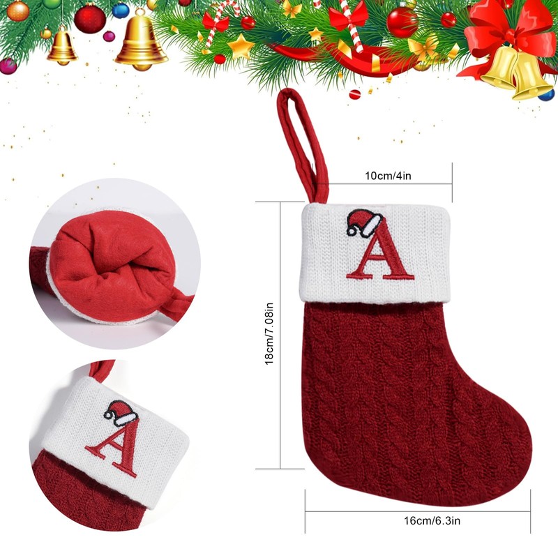 8 Inches Mini Pattern Embroidered Christmas Stocking Knitted Christmas Decorations