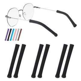 Omnful Glasses Ear Cushion Longer Length with Soft Knitting Cotton, Anti-Slip Elastic Eyeglasses Ear Grips for Glasses, Sunglass Temple Tips Sleeve Retainer - Eye Glasses Ear Cushions, 3pairs Black