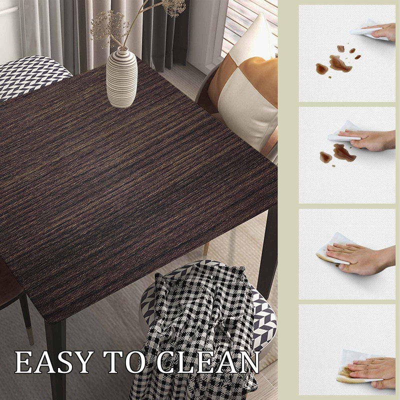 SPLINDO Wood Grain Square Table Cloth Fitted Tablecloth Cover Dark