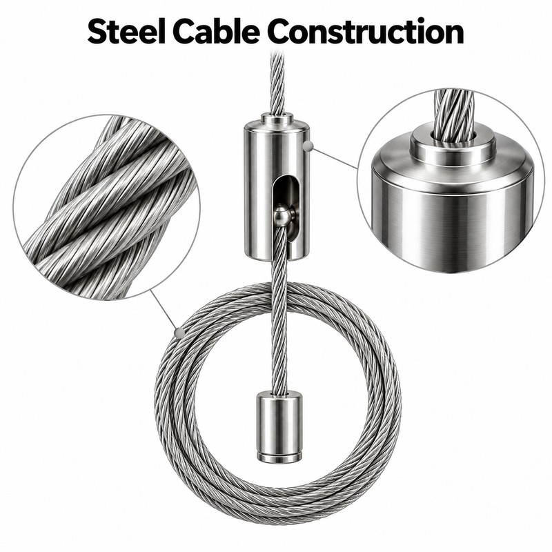 15Pcs 1M Adjustable LED Panel Suspension Cables – Steel Hanging