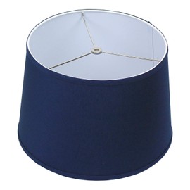 FenchelShades.com 13" Top Diameter x 15" Bottom Diameter x 10" Height Fabric Drum Lampshade Spider Attachment (Linen Navy Blue)
