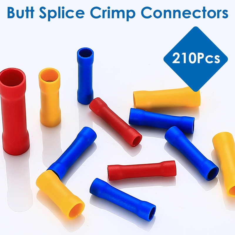 smseace 210 Pcs Butt Splice Connectors Kit 22-10AWG Butt Wire