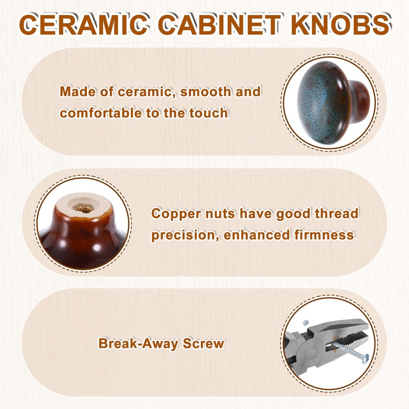 sourcing map Ceramic Cabinet Knobs, 15 Pcs Blue Round Shaped