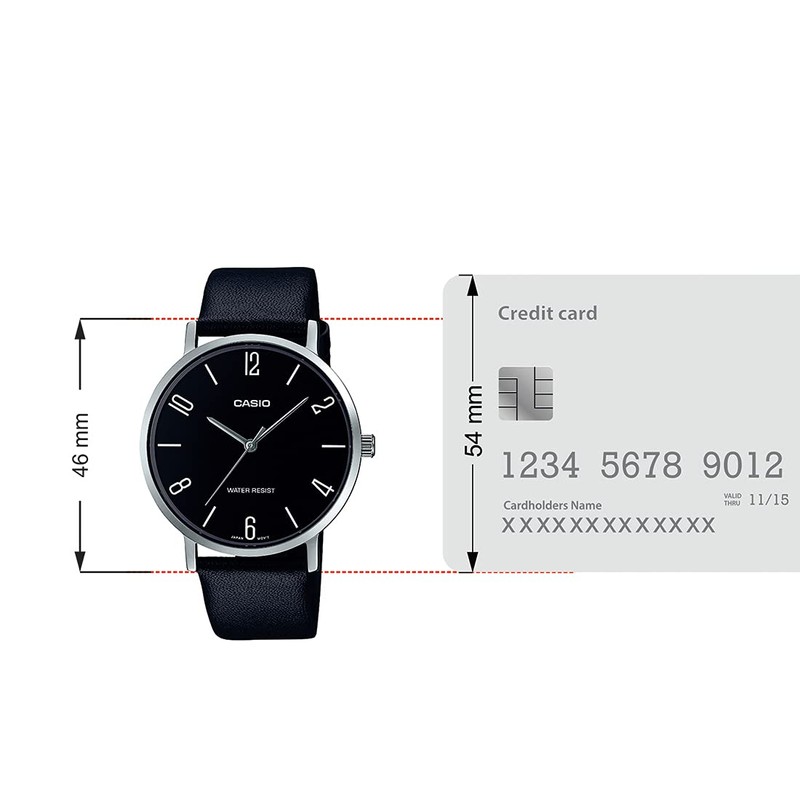 Casio MTP-VT01L-1B2 Men's Minimalistic Black Dial Black Leather Band Analog